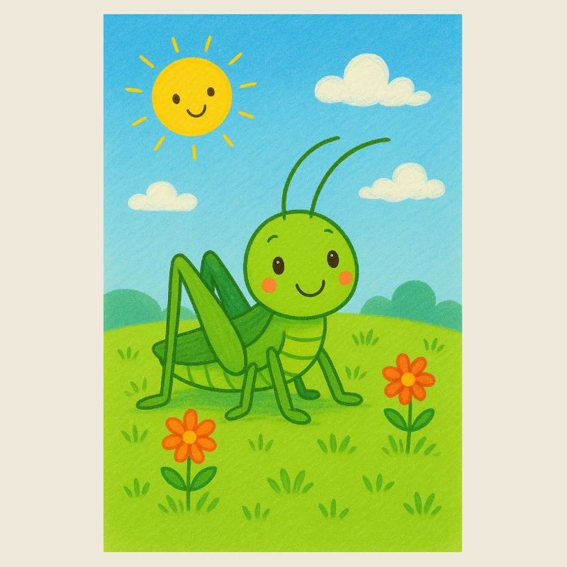 Green grasshopper in sunshine