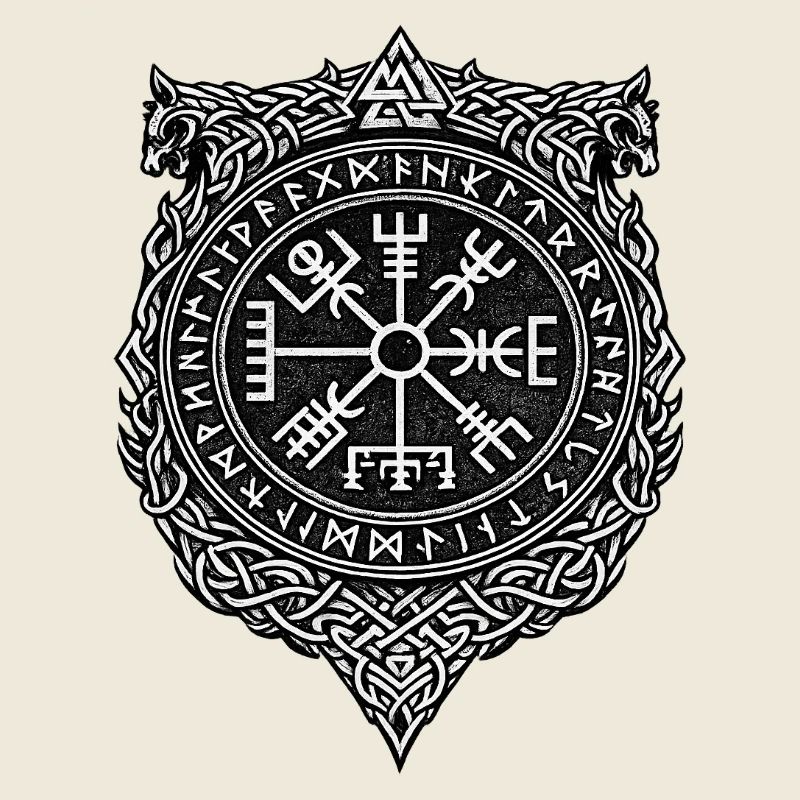 Conception du bouclier runique du cercle Vegvisir
