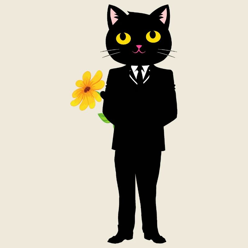 Chat élégant en costume avec une fleur