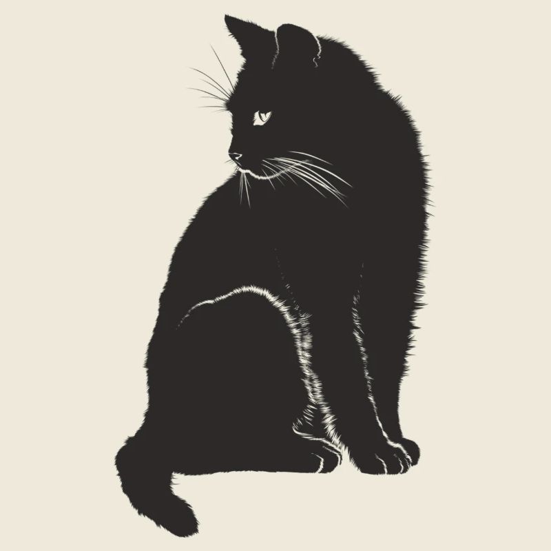 Expressive black cat. Gift