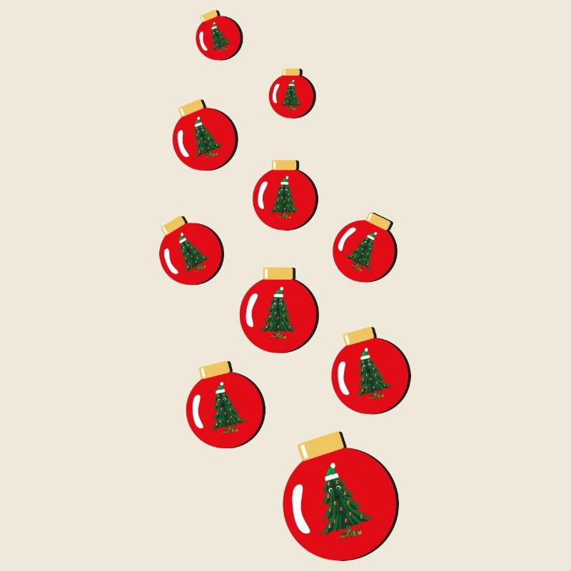 Wilde Weihnachtskugeln mit Weihnachtsbäumen.