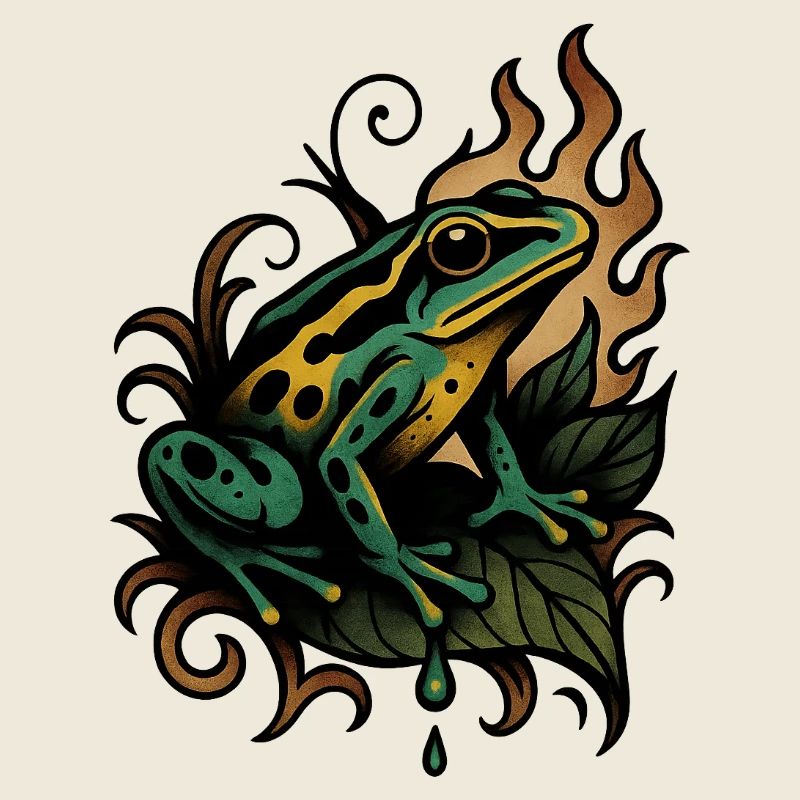 Flammenfrosch auf Blatt