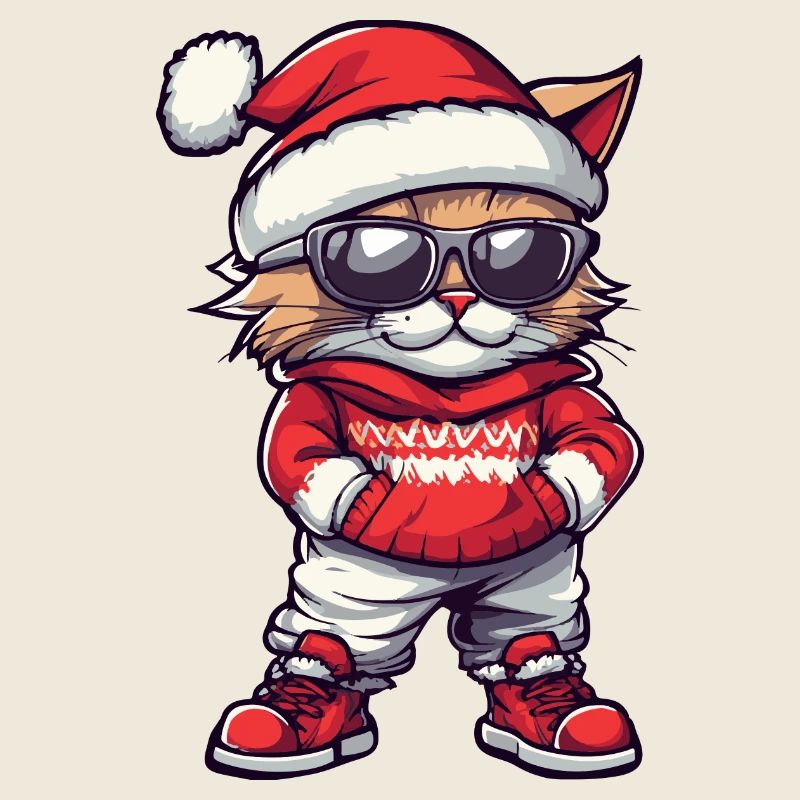 Chat Noël Tête de Noël moche