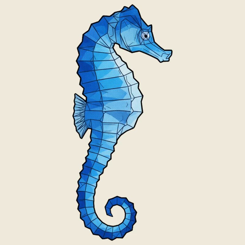 Hippocampe polygone bleu