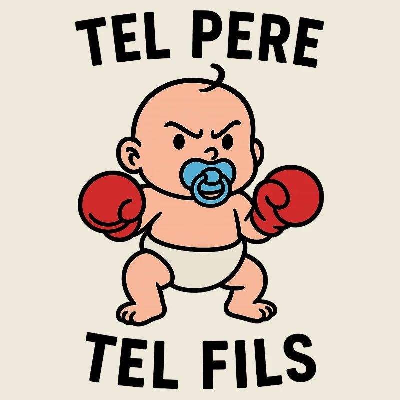 Baby boxer cartoon like father like son
