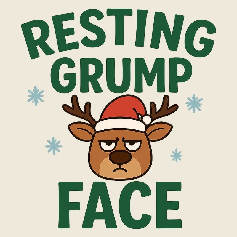 Resting Grump Face Rentier mit Mütze