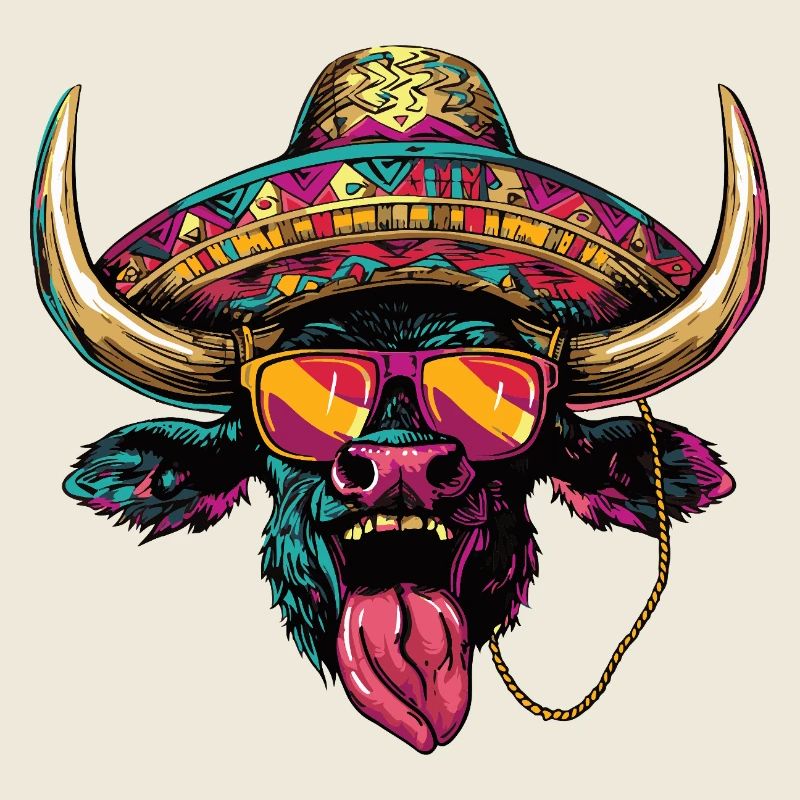 Stier Comic Lustig Sombrero
