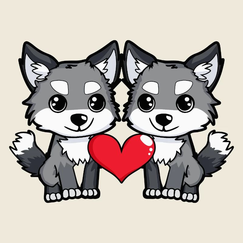 Couple de loups Saint-Valentin