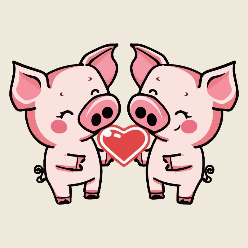 Couple de Cochons En Amour Semer La Saint-Valentin