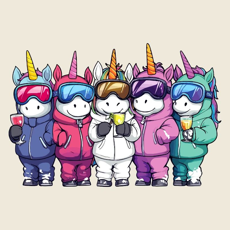 Équipe de vacances de ski Unicorn
