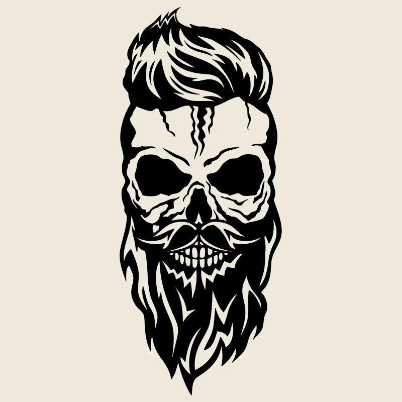 tete de mort hipster barbu moustache coi