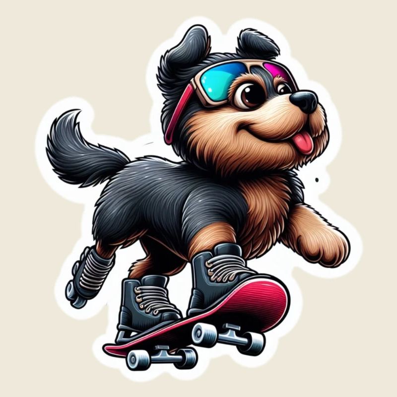 Chien mignon en skateboard