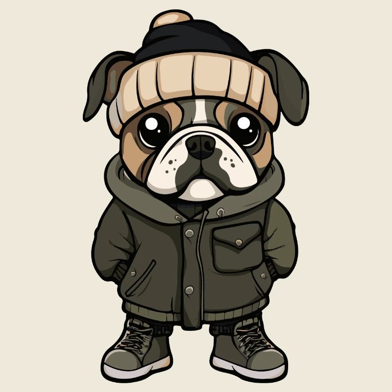 Bouledogue Chien Hiver