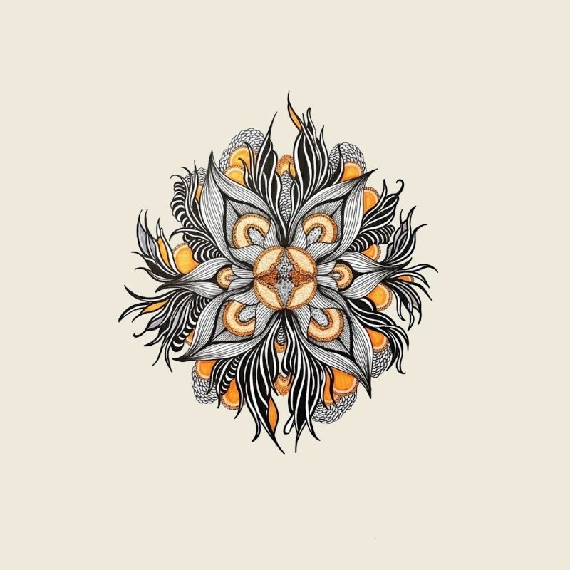 Ornamental Mandala with Orange Accents