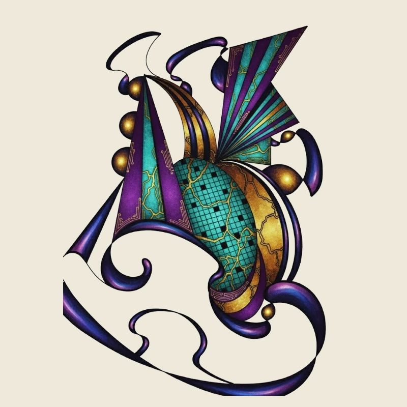 Türkis Purpur Ornamentik