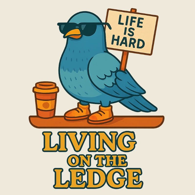 Lustige Taube mit Schild & Kaffee