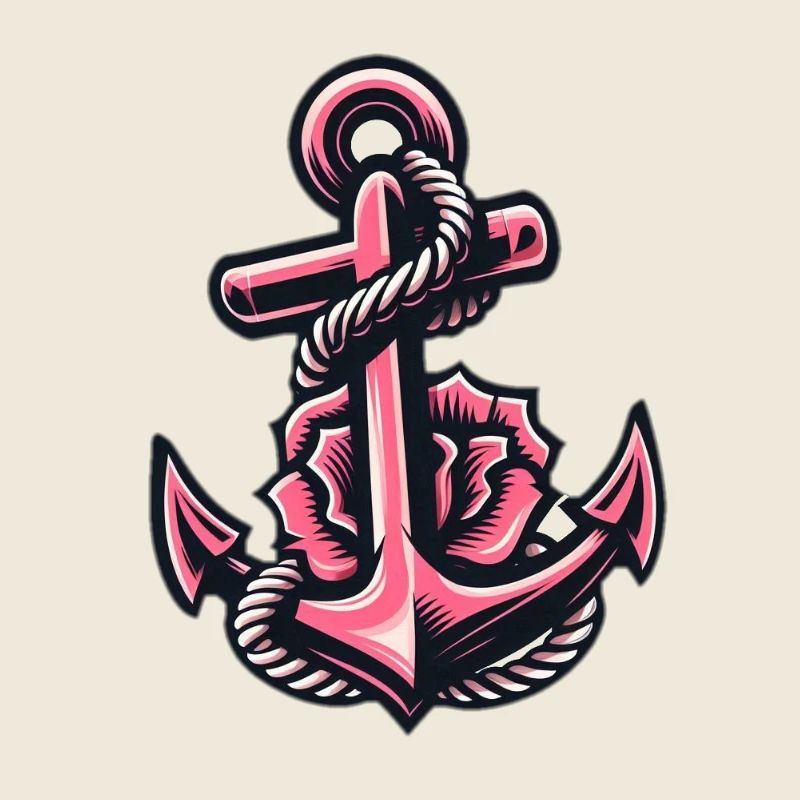 Ancre avec corde en rose