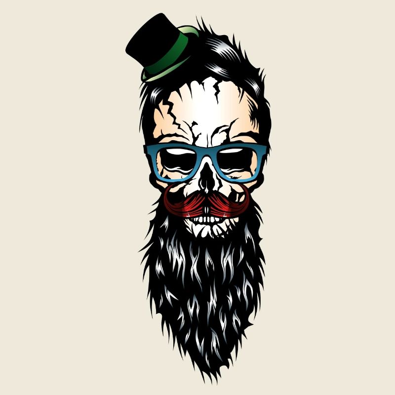 head of death hipster bearded beard hat mustache