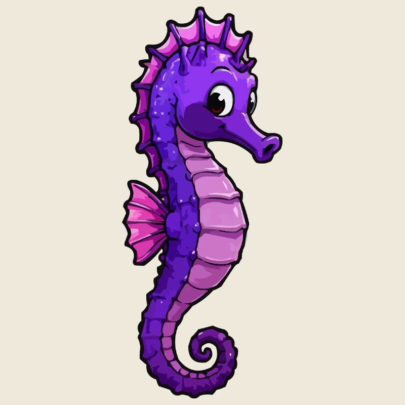 Dessin animé de l’hippocampe violet
