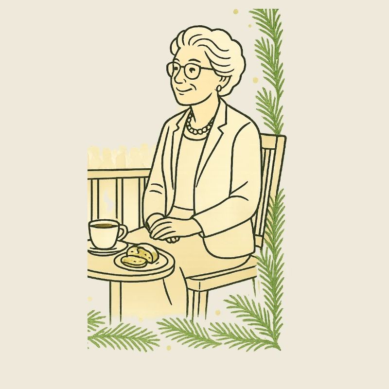 Großmutter Cafézeit am Tisch