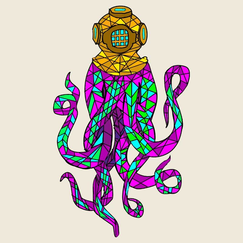 Futuristisches Buntglas-Oktopus-Design