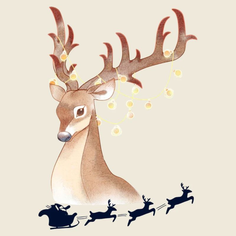 Lights deer in the winter forest