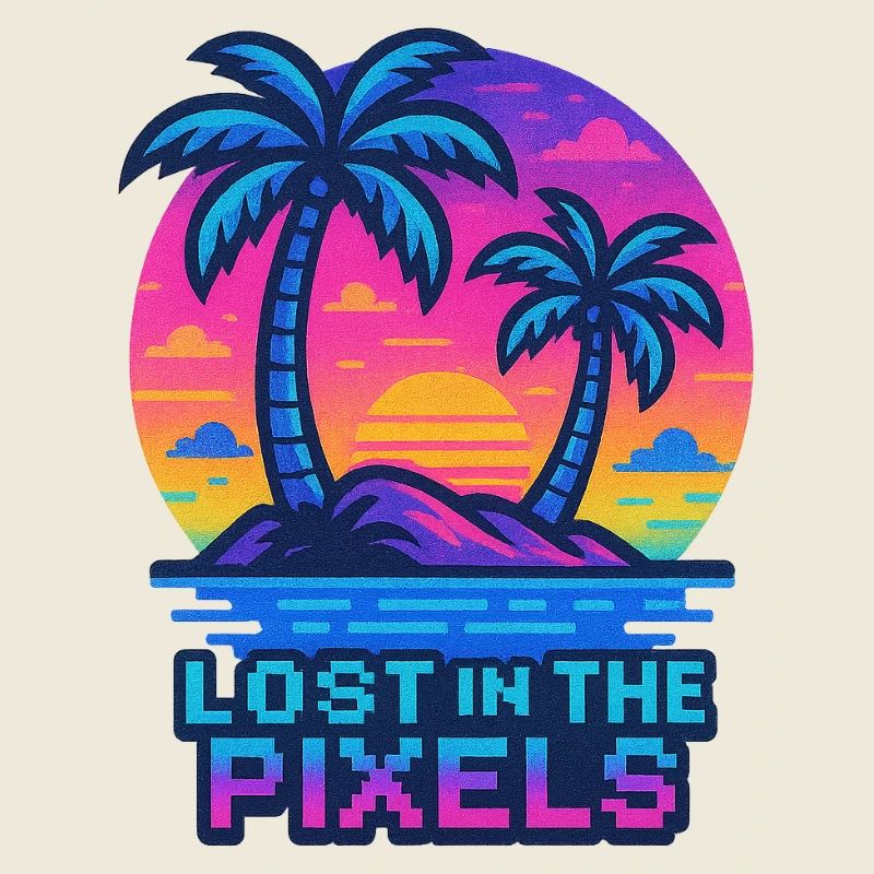 Verpixeltes tropisches Sonnenuntergangsdesign