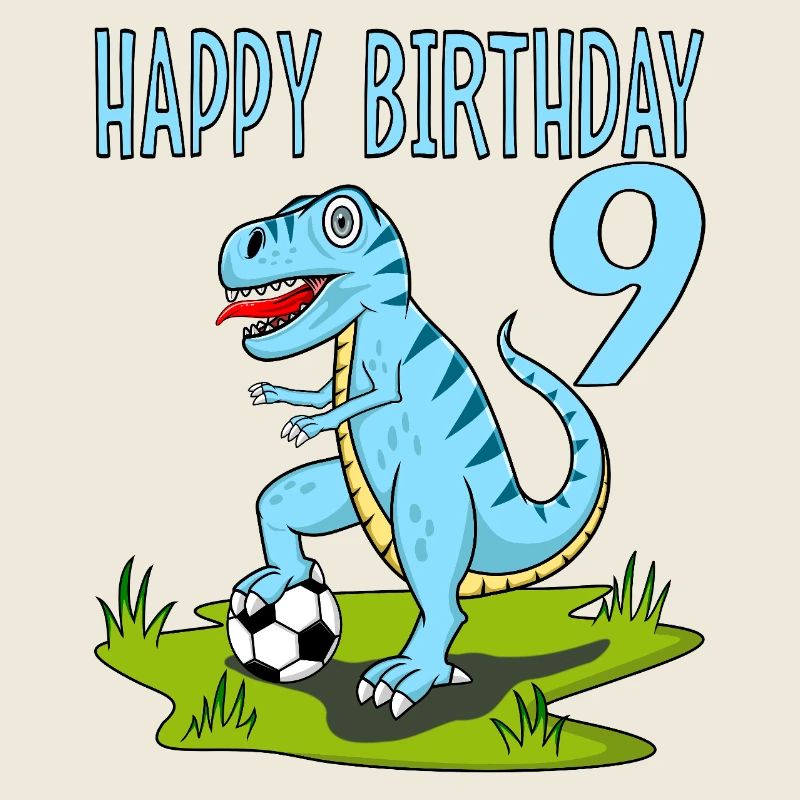 Dinosaurier Rex Fußball 9 Happy Birthday Blau