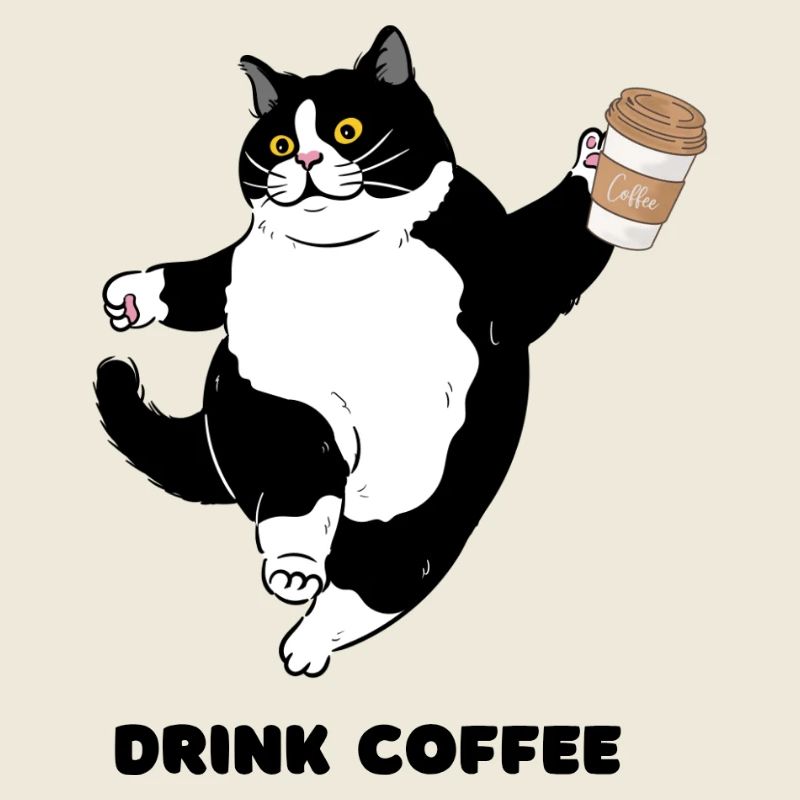Whimsical Cat Coffee Dance Design