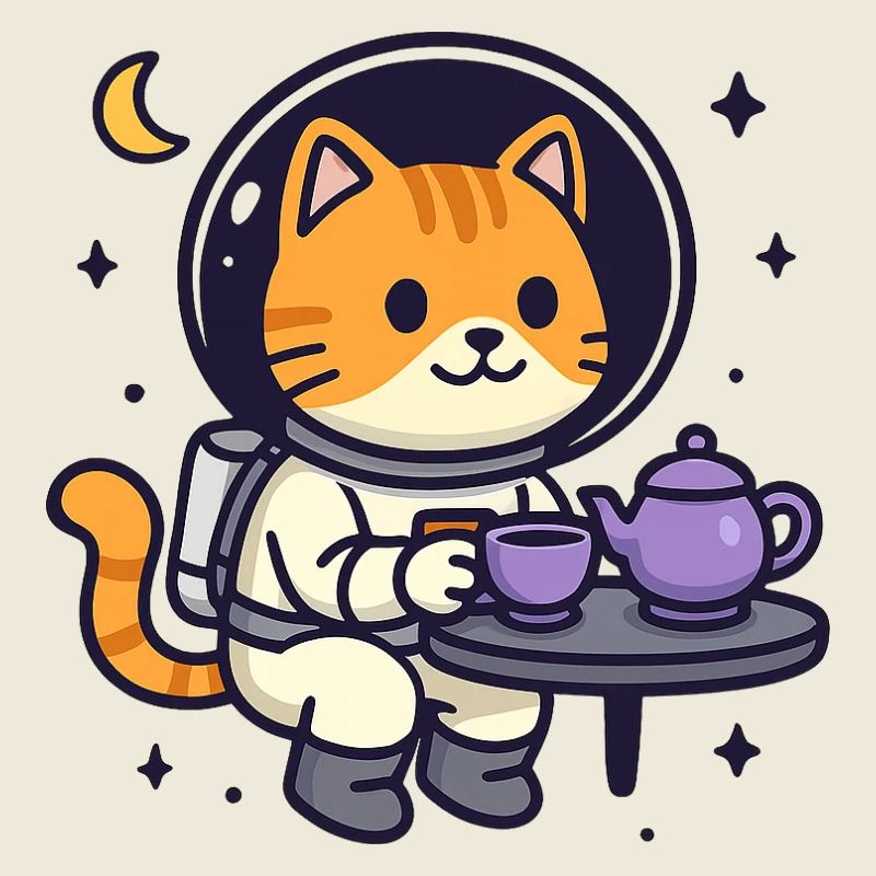 Space Cat Tea Time – Kawaii Astronaut