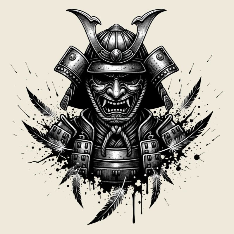 Conception de masque à encre de samouraï de l’ombre