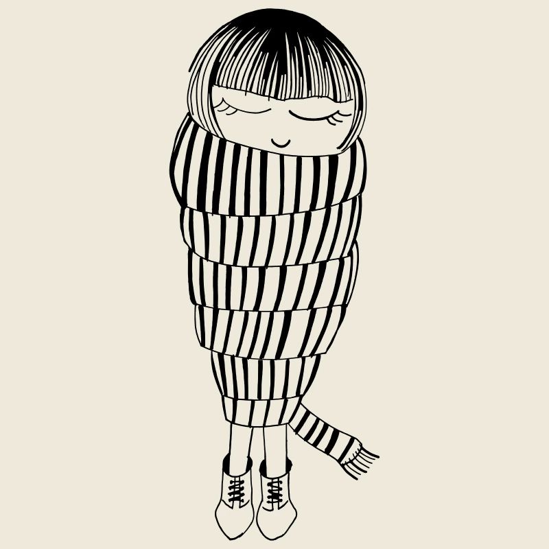 Frierendes träumendes Mädchen im Schal Geschenk