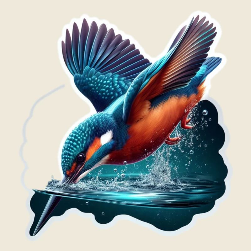 Martin-pêcheur s’immerge dans l’eau