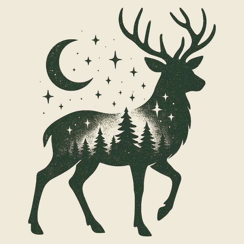Star Forest Deer Silhouette