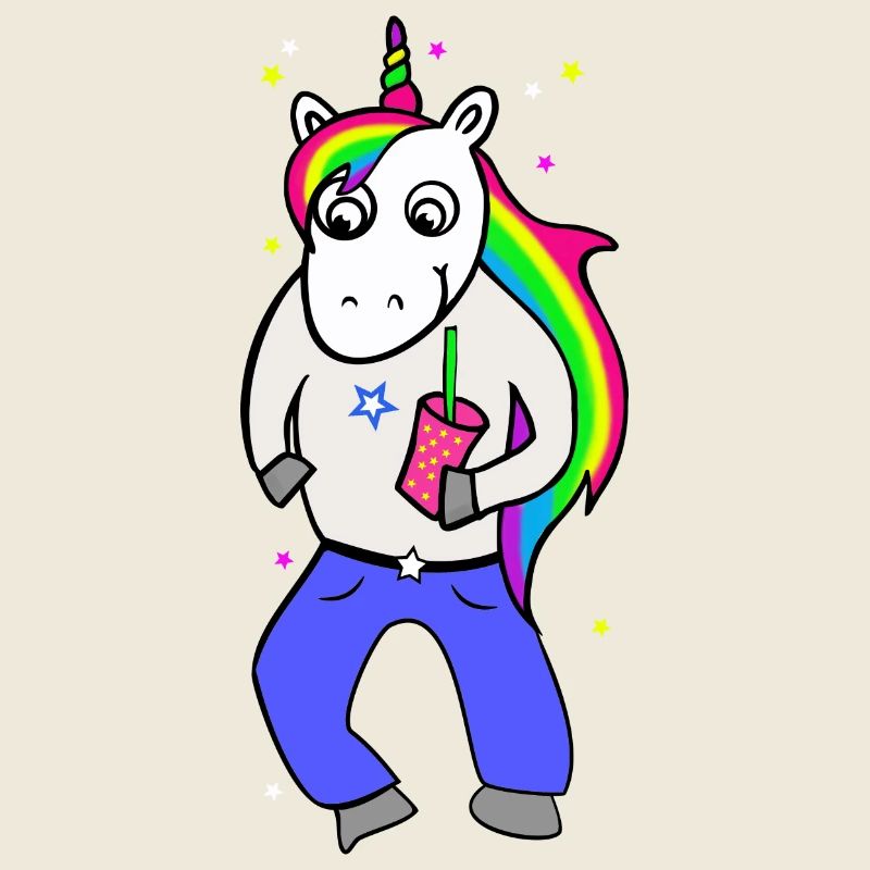 Einhorn Disco mit Getränk