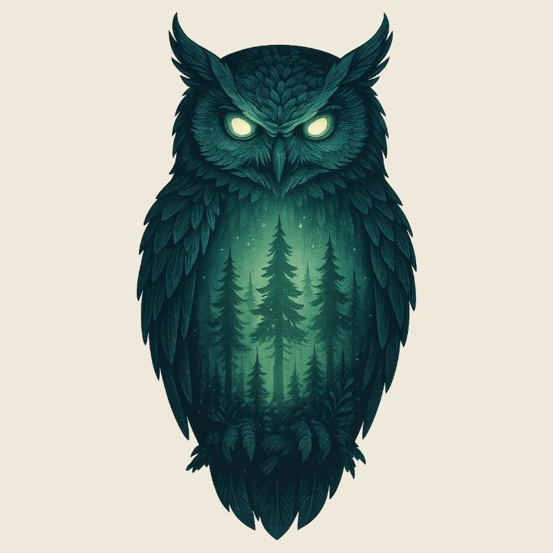 Eule im Wald bei Nacht