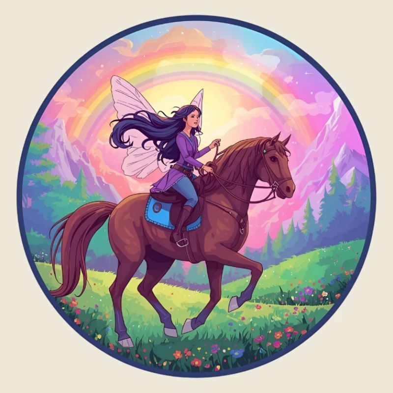 Fantasievolle Fee auf Pferd