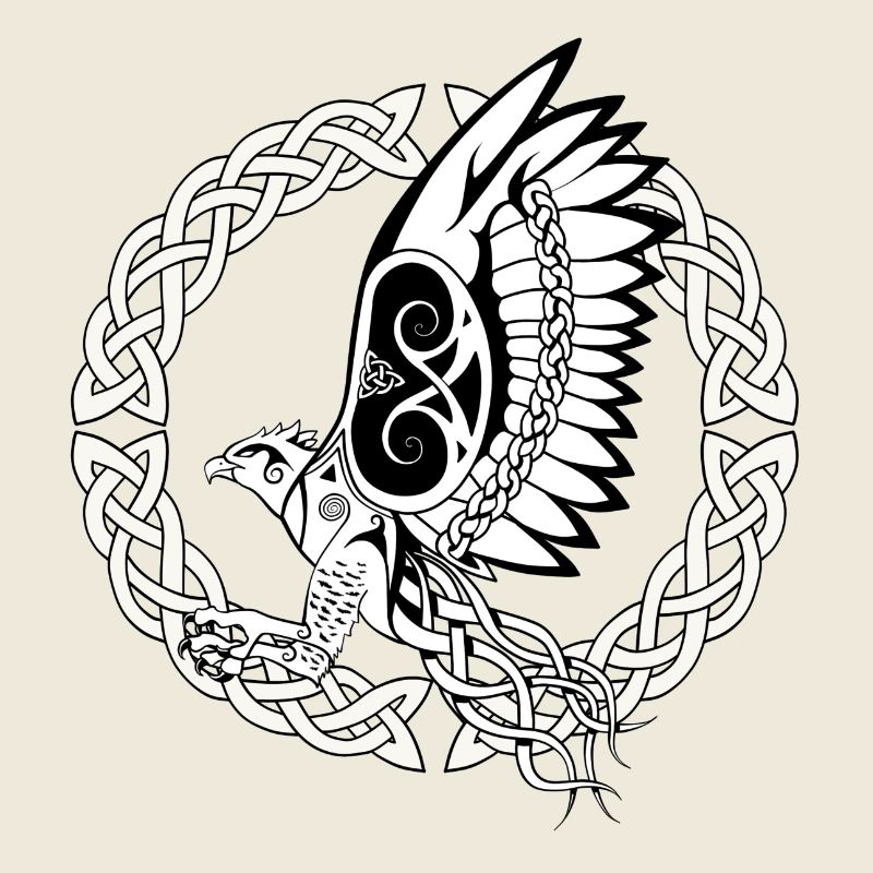 Celtic Harpy / Celtic Harpy Bird (White / Circle)