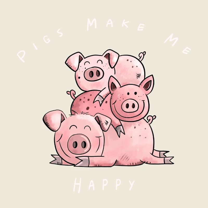 Pigs Make me Happy I Schweine Comic Geschenk