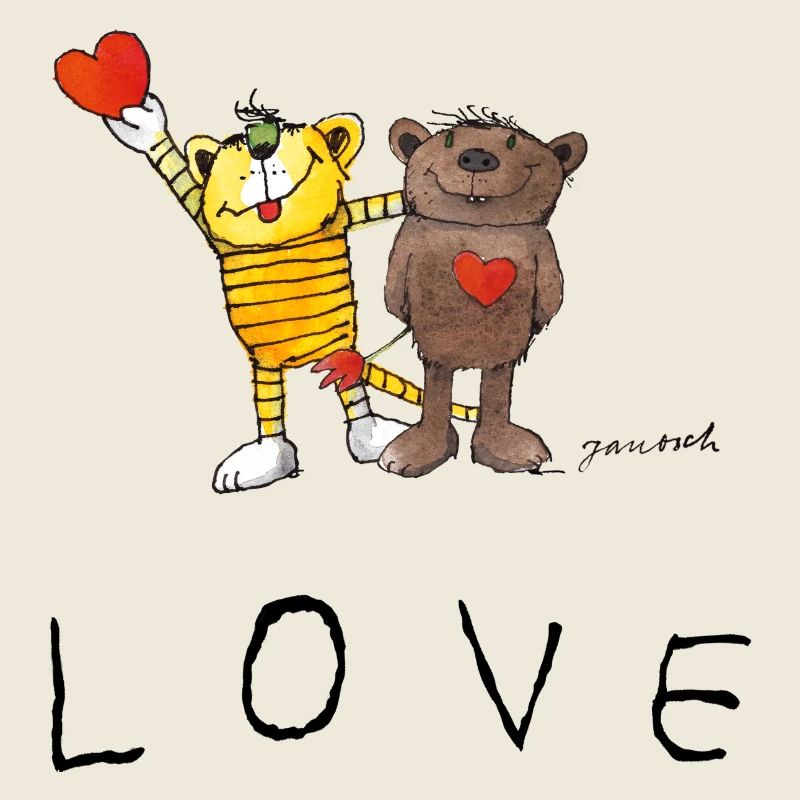 Janosch LOVE Schriftzug Tiger Und Bär