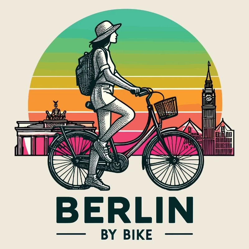 Berlin Skyline Cycling Illustration