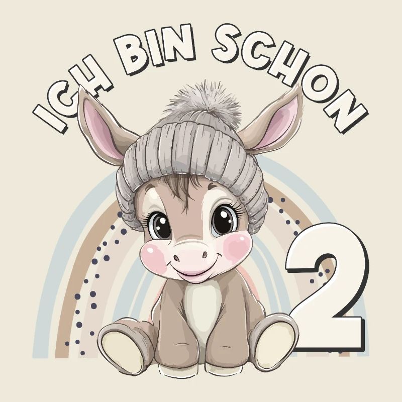 2ème anniversaire âne arc-en-ciel mignon mignon