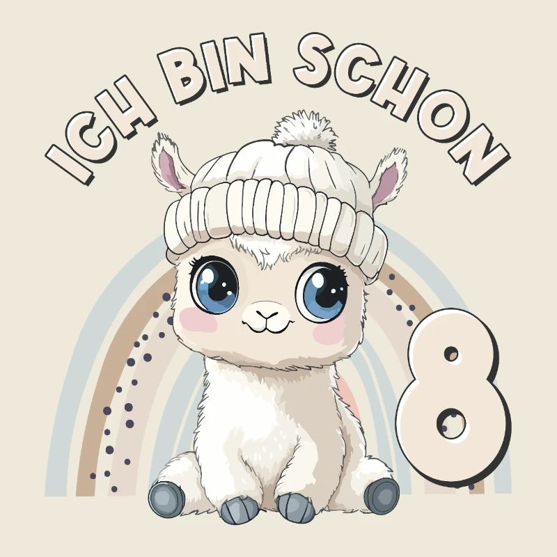 8th Birthday Alpaca Llama Rainbow Cute Cute