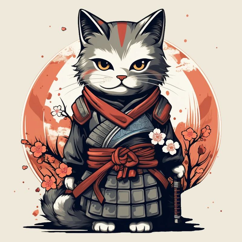 Chat guerrier Chat japonais Chat samouraï