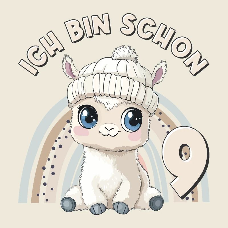 9th Birthday Alpaca Llama Rainbow Cute Cute