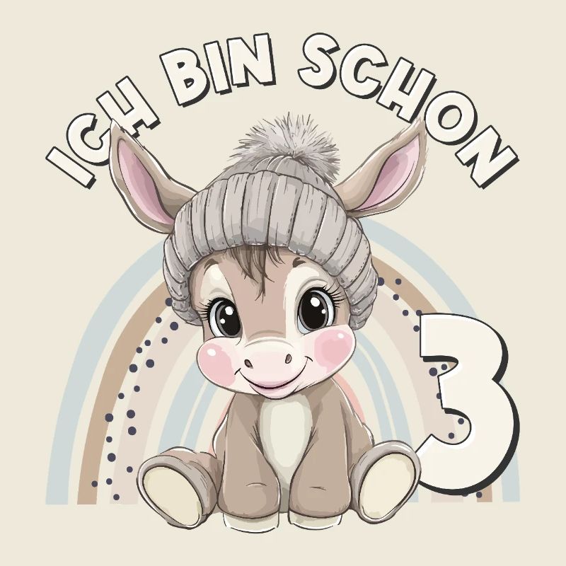 3. Geburtstag Esel Regenbogen Süß Niedlich