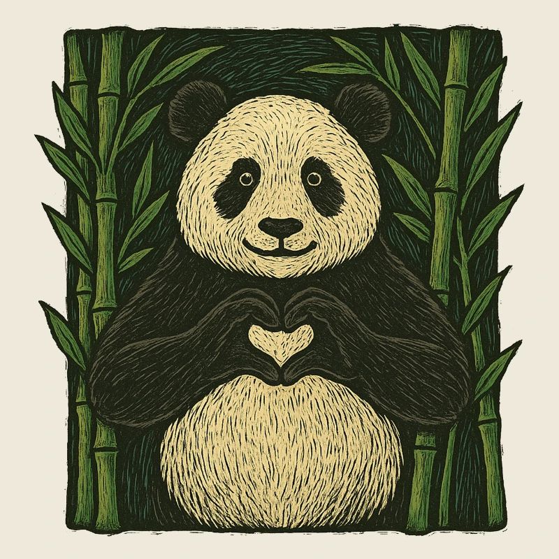 Wunderliches Panda-Herz-Natur-Design