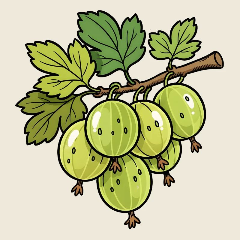Gooseberries Branch Illustration
