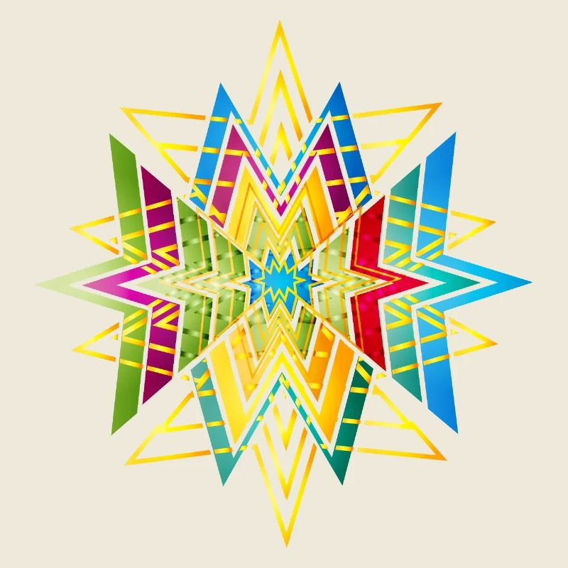 Buntes geometrisches Sternornament – Ethno Design