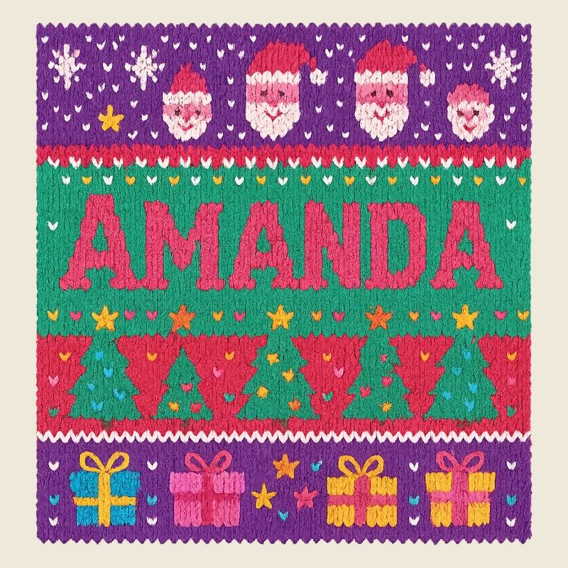 Festive Name Amanda Ugly Chrismas Style, Xmas 